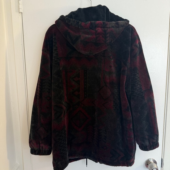 Forecaster Sport Women's Red Black Hooded Full ZipJacket Small Aztec Print Soft - Picture 7 of 10